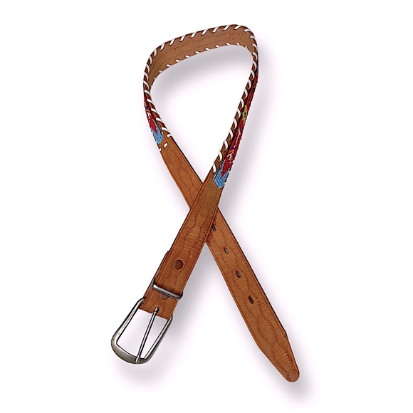 Vintage Thunderbird Beaded Native Indian Leather belt size 28 western cowboy - Picture 2 of 5